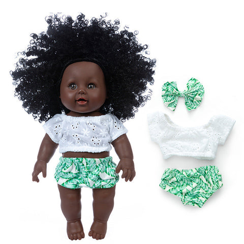 New Black Skin Simulation African Curly Hair Doll