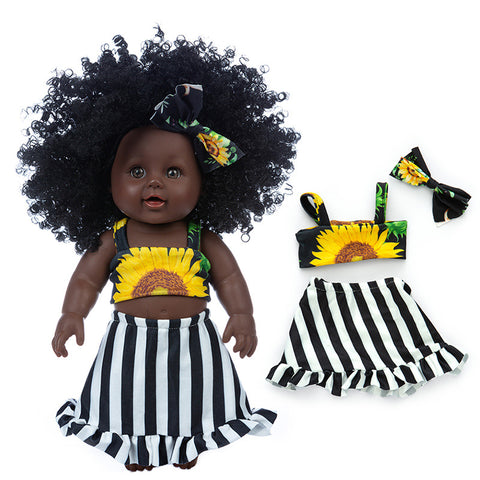 New Black Skin Simulation African Curly Hair Doll