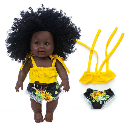 New Black Skin Simulation African Curly Hair Doll