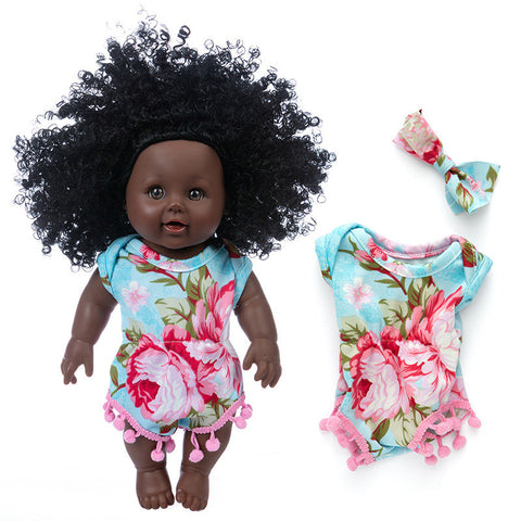 New Black Skin Simulation African Curly Hair Doll