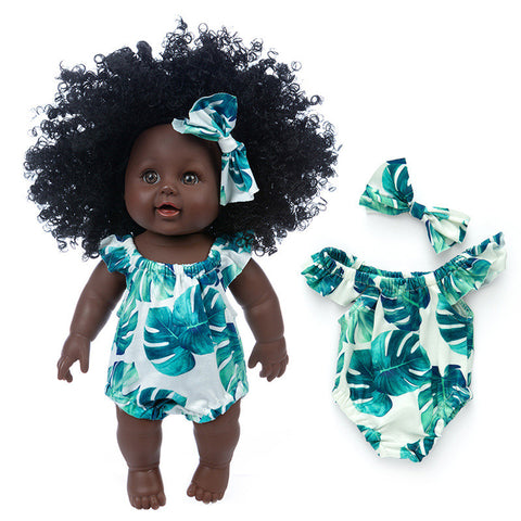 New Black Skin Simulation African Curly Hair Doll