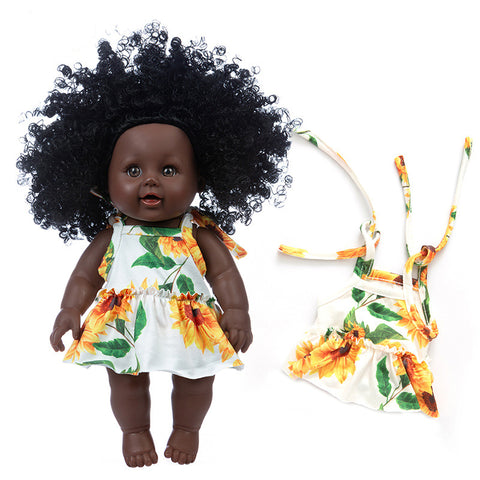 New Black Skin Simulation African Curly Hair Doll