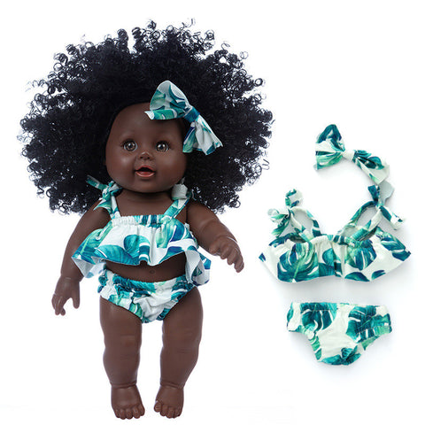 New Black Skin Simulation African Curly Hair Doll