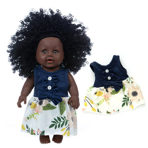 New Black Skin Simulation African Curly Hair Doll