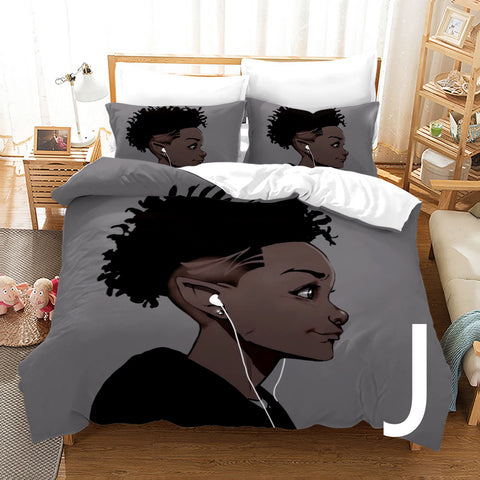 African Girl 3D Printed Bedding Set