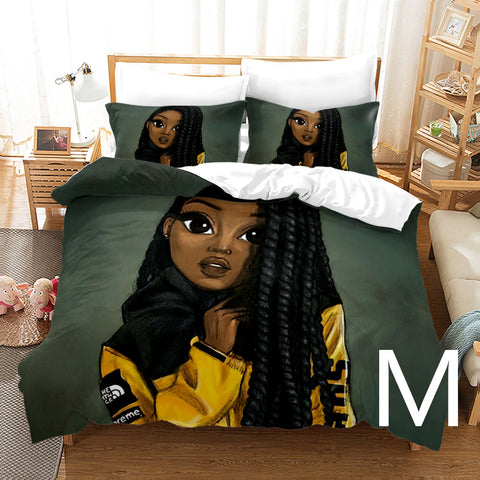 African Girl 3D Printed Bedding Set