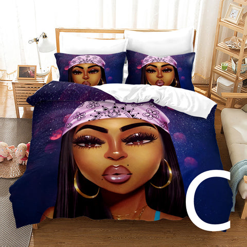 African Girl 3D Printed Bedding Set