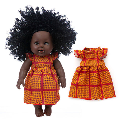 New Black Skin Simulation African Curly Hair Doll