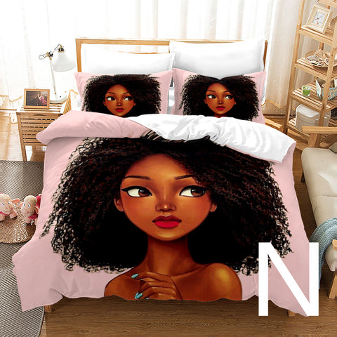 African Girl 3D Printed Bedding Set