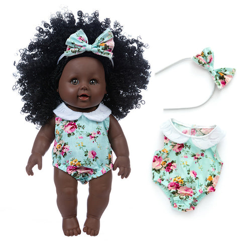 New Black Skin Simulation African Curly Hair Doll