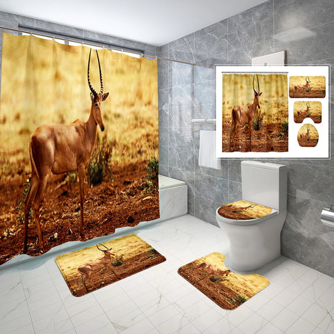 4 Pcs Antelope Shower Curtain Sets