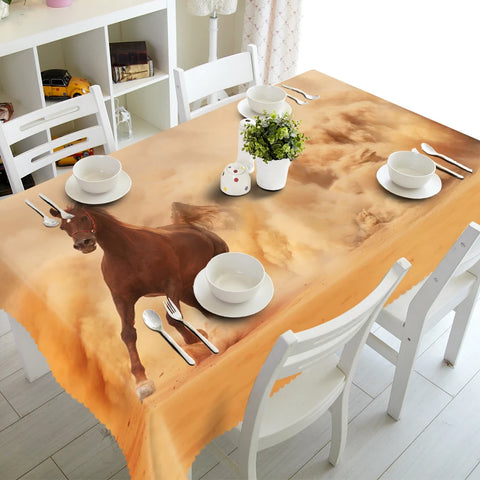 3D African Steppe Wild Horse Pattern Table Cloth