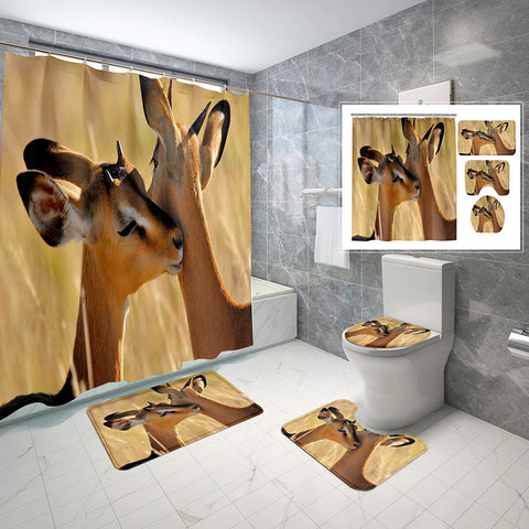 4 Pcs Antelope Shower Curtain Sets