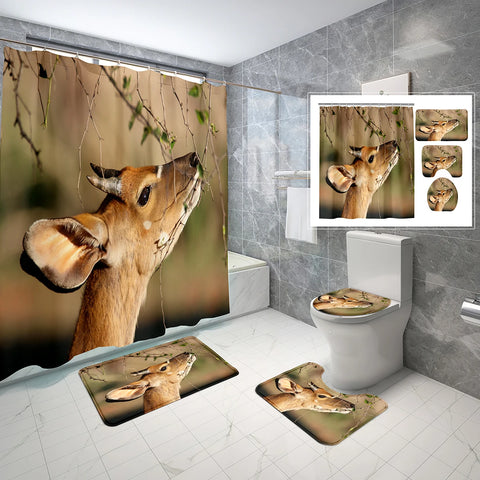 4 Pcs Antelope Shower Curtain Sets