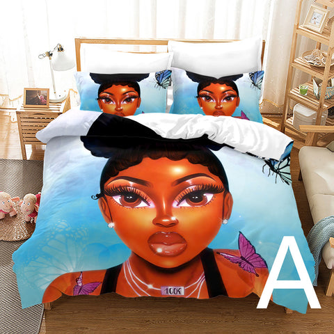 African Girl 3D Printed Bedding Set