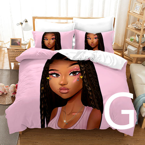 African Girl 3D Printed Bedding Set