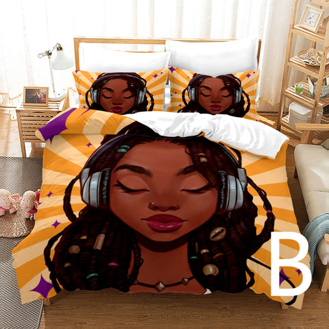 African Girl 3D Printed Bedding Set