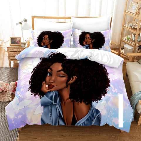 African Girl 3D Printed Bedding Set