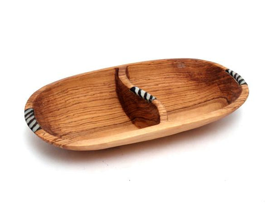 Oval Divided Wood Salad/Fruit African Bowl