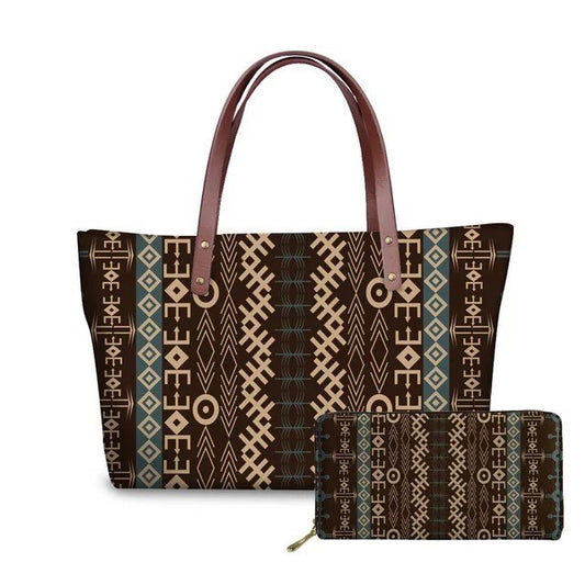 African Mud print tote handbag and purse