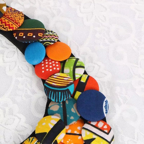 Ankara print button necklace