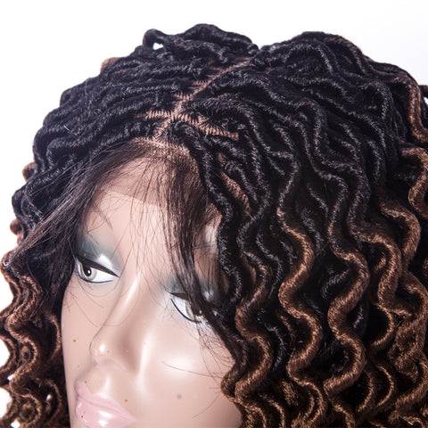 Curly twist synthetic faux loc wig