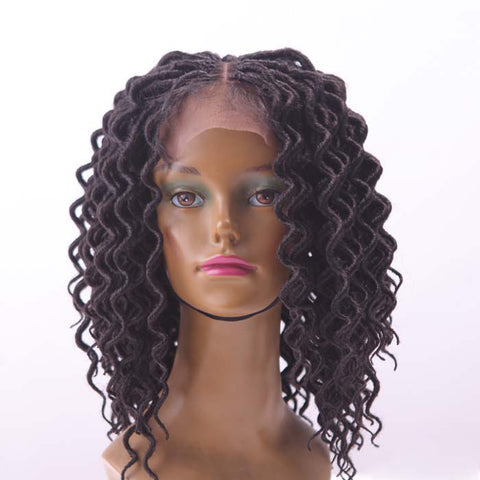 Curly twist synthetic faux loc wig