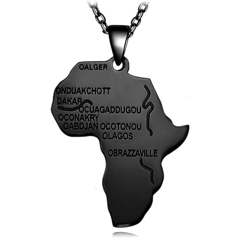 Africa Map Gold Color Stainless Steel Pendant Necklace for Men Women Chain Necklace Fashion African Map Pendant Hip Hop Jewelry