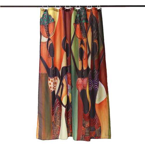 Cartoon African Woman Bathroom Shower Curtain