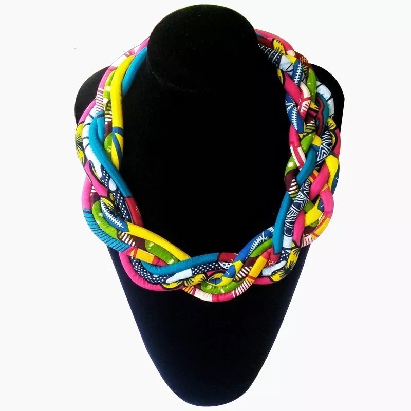 Twisted Ankara print necklace