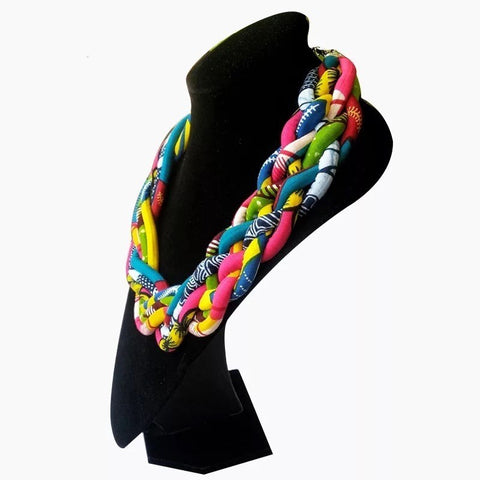 Twisted Ankara print necklace