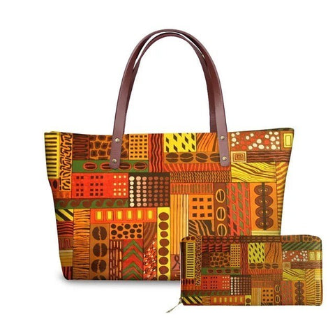 African Mud print tote handbag and purse