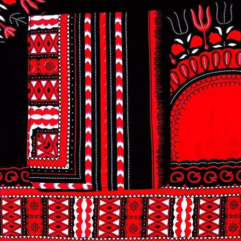 Black red African dashiki unisex shirt - free size