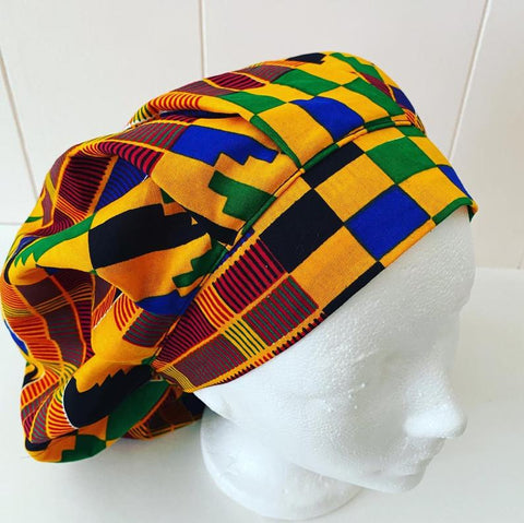 African Fabric Surgical Cap, Medical OR Nurse hat made with Ankara fabric, wax print hair Bonnet.