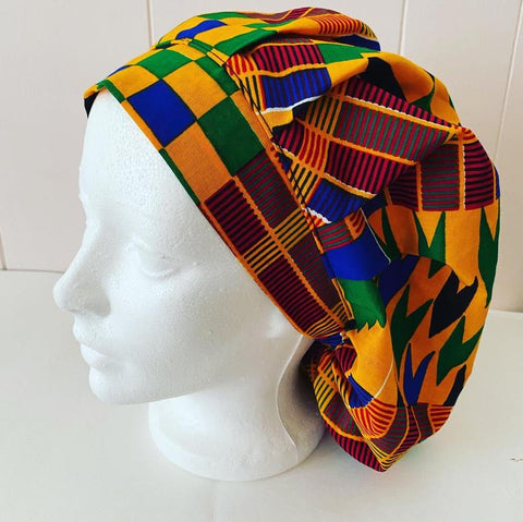 African Fabric Surgical Cap, Medical OR Nurse hat made with Ankara fabric, wax print hair Bonnet.