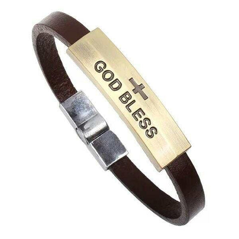 Handcrafted Christian Leather Bracelet