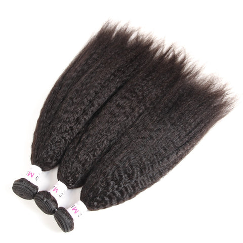 Yaki Human Hair Bundles with Closure 3pcs