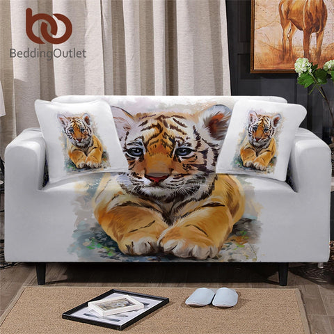 Baby Tiger Stretch Slipcover For Sectional Sofas