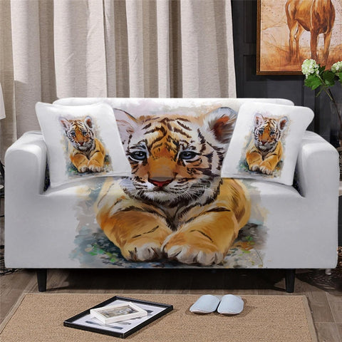 Baby Tiger Stretch Slipcover For Sectional Sofas