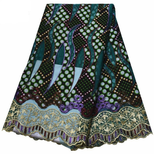 New Lace Fabric Ankara Print Wax With Mesh Lace