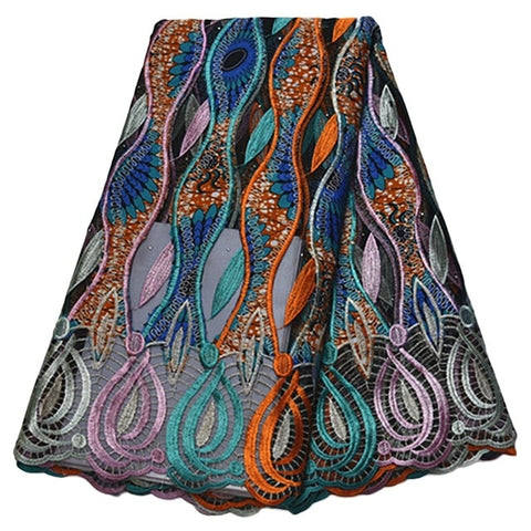 New Lace Fabric Ankara Print Wax With Mesh Lace