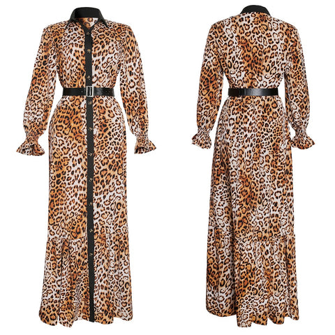 African Print Leopard Maxi Dress