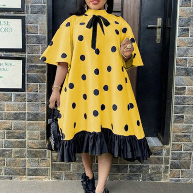 Polka Dot African Print Dress