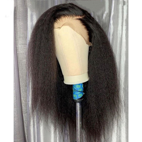 Kinky Straight Black Lace Front Wig