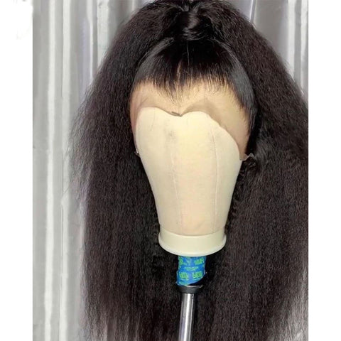 Kinky Straight Black Lace Front Wig